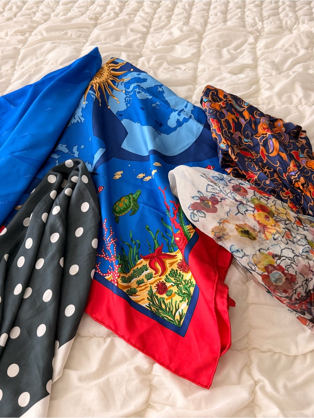 Blue Red Ocean Print Women's scarves One Piece - Unbranded